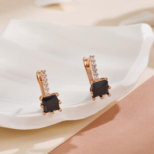 New Classic Square Design MultiColor Cubic Zirconia Stud Earrings for Women Jewelry Korean Small Earrings Wedding Party Gifts