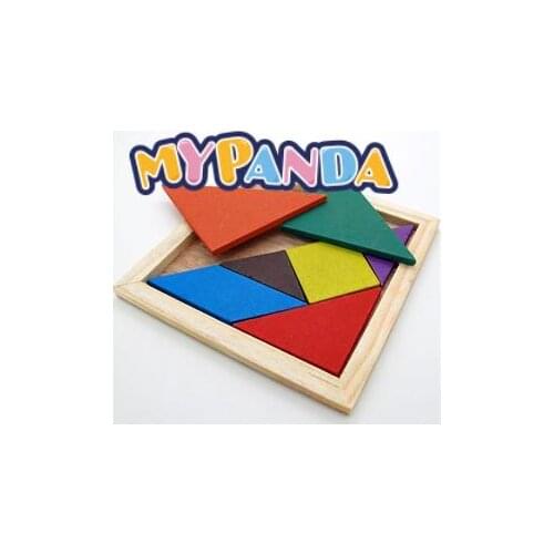 1Set High Quality Educational Toys for Children 7 pcs New Colorful Geometry Wood Jigsaw Puzzles for Kids Multi-Color