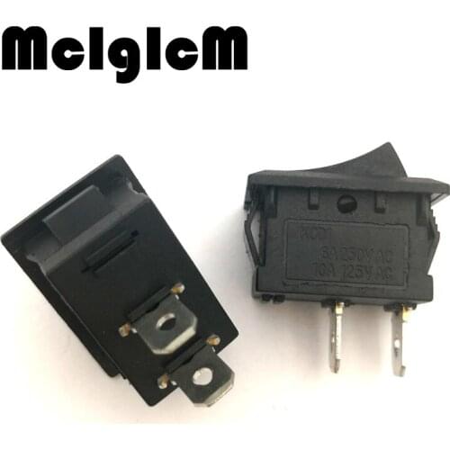 10pcs/lot Mini Boat Rocker Switch 2 Pin ON-OFF I/O SPST Snap Black switches AC 250V 6A / AC 125V 10A 15*21mm Diameter