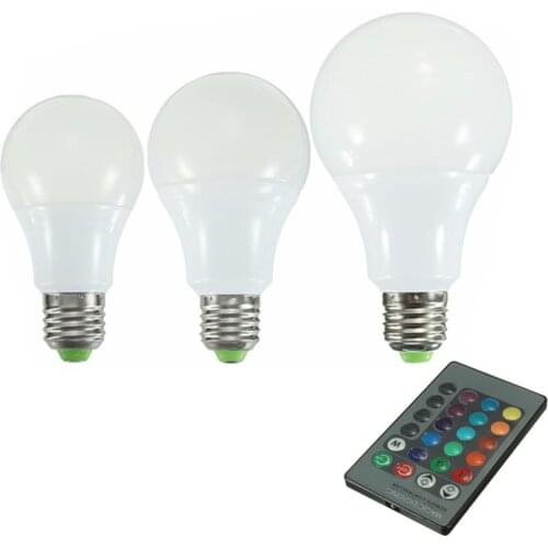 16 Color Changing E27 LED Bulb Lamps AC85-265V RGB 5W/10W/20W LED Globe Light Lamp Bulb With 24 Keys Remote Control