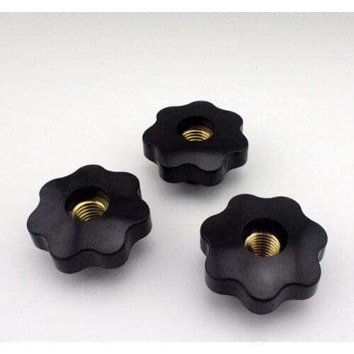 3pcs M12 Female Thread 80mm OD Star Shaped Head handle Nuts Knob Clamping Nuts Knob with through-hole