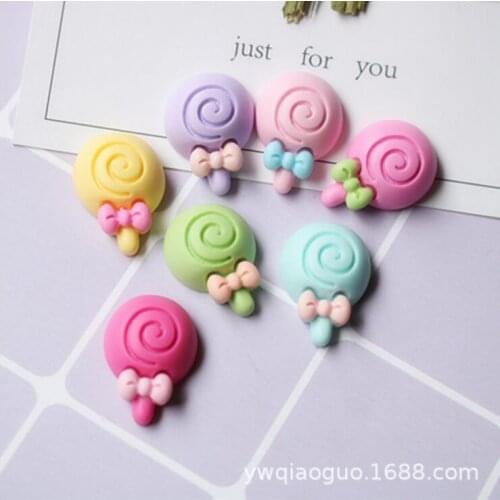 30Pcs Mix Colors Candy Lollipop Resin Flatback Cabochon Decoration Crafts Scrapbooking Embellishments Diy Crafts