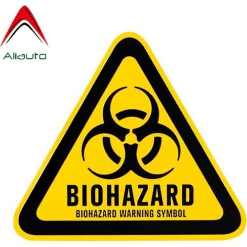 Aliauto Caution Car Sticker Cartoon Triangle Aluminum Biohazard Warning Symbol Retro-reflective Waterproof Decals,11cm*9cm
