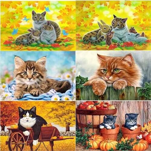 New 5D DIY Diamond Painting Cute Cat Diamond Embroidery Animal Cross Stitch Full Square Round Drill Crafts Home Decor Art Gift