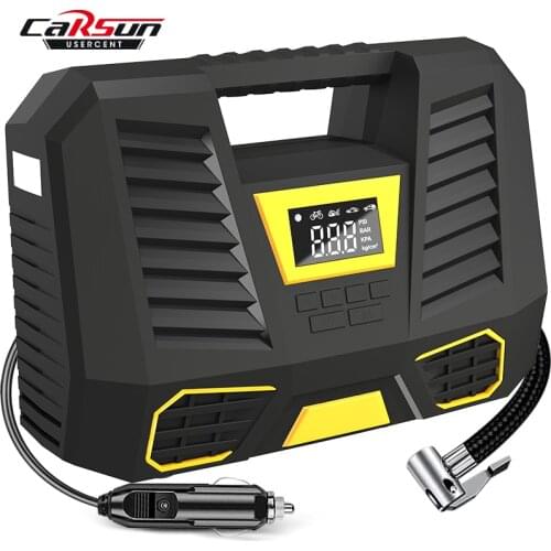 Carsun Portable Air Compressor Tire Inflator 12V DC Car Pump With Digital Pressure LED Light For Automobiles Bicycles Bike Truck