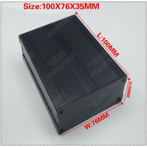 Free shipping) 2 Pcs Black Extruded Aluminum Enclosures PCB Instrument Electronic Project Box Case 100x76x35mm