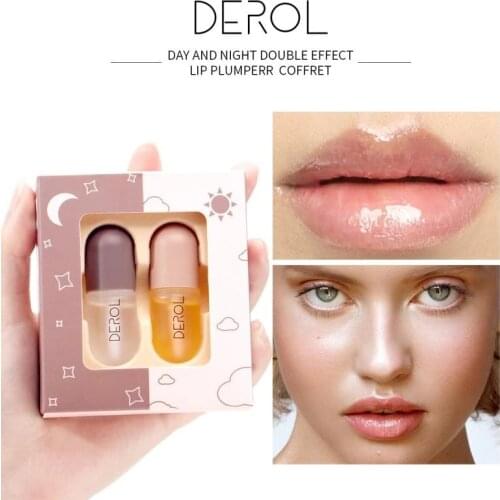 DEROL Day Night Instant Volumising Lip Plumper Enhancer Makeup Moisturizing Moist Elite Fluid Reduce Lip Fine Lines Sexy Lip Oil