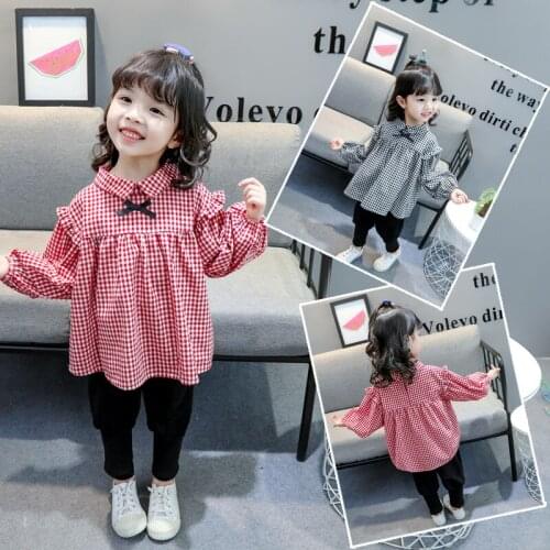 Children Cotton Spring Autumn Baby Girls Clothes Flowers plaid dress Pants 2Pcs/sets Out Kid Fashion Toddler Clothing Tracksuits