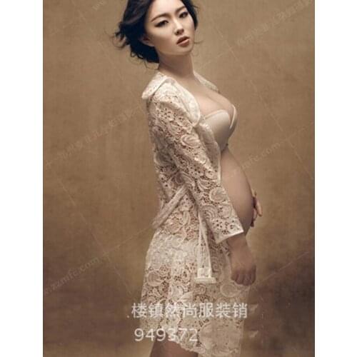 Long Sexy Maternity Dresses For Photo Shoot Lace Fancy Pregnancy Dress Split Front Pregnant Women Maxi Gown Photography Prop New