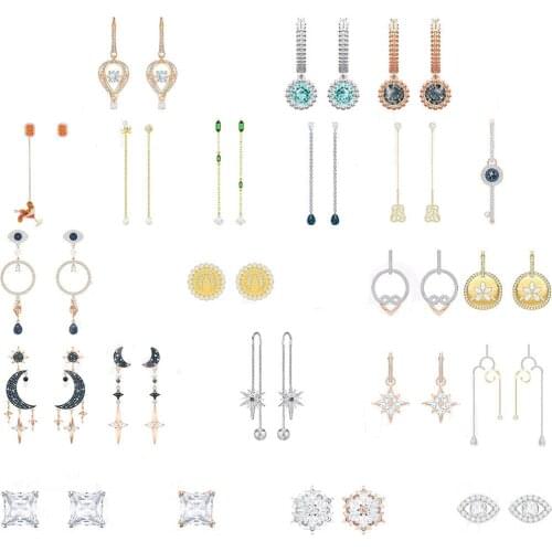 European Fashion 2019 New Lucky Feather Sun Moon Star Element Multi Style Earrings Female Jewelry