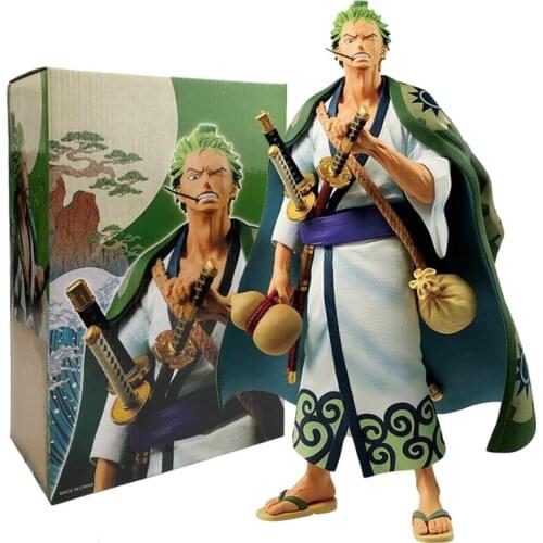 Anime Movie ONE PIECE Wano Country Roronoa Zoro Action Figure Kimono Knight Model Toy Decoration Gifts 27cm