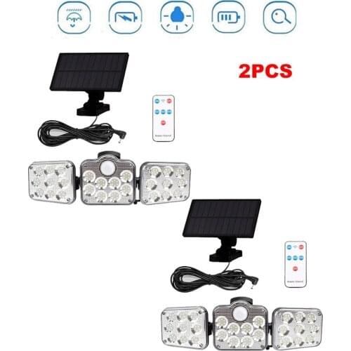 2pcs 138 led seperable remote solar light outdoors waterproof solar lamp PIR motion sensor + CDS night sensor street garden secu