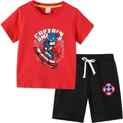 Disney Marvel Avenger Captain America Boy Clothes Sets Kids T Shirt + Pants Childrens Clothing Suits Boy Sports Outfits Tees