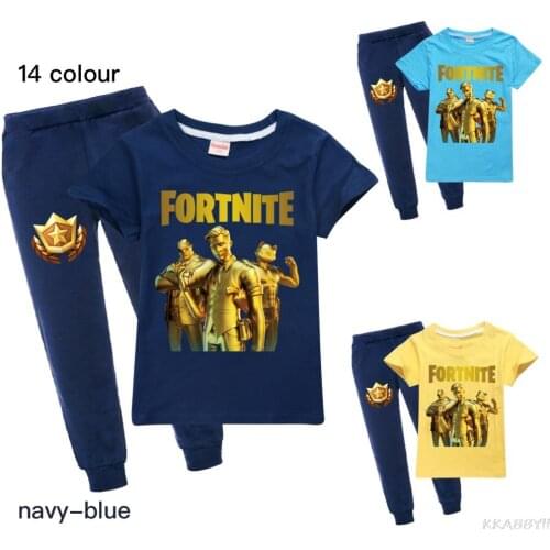 Fortnite Girls Boys Summer Clothes Sets Short Sleeve Tops and Pant Tracksuit Halloween Children Boutique