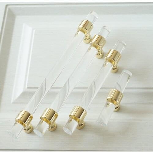 MFYS 3.78'' Modern Style Acrylic Drawer Knobs T bar Handle Bathroom Pulls Kitchen Cabinet Door Handle Pull Furniture Hardware