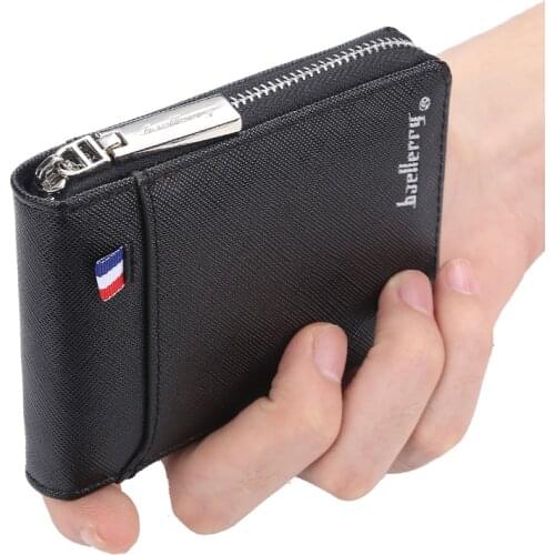 2021 New fashion zipper Mens Wallet small short Credit Card Holder for male vintage mini man purse with coin pocket