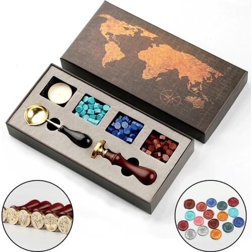 Diy Wax Seal Box Kit Detachable Stamp Spoon Set Sealing Beads Retro Wax Seal Melting Furnace Envelope Wedding Packaging Gifts
