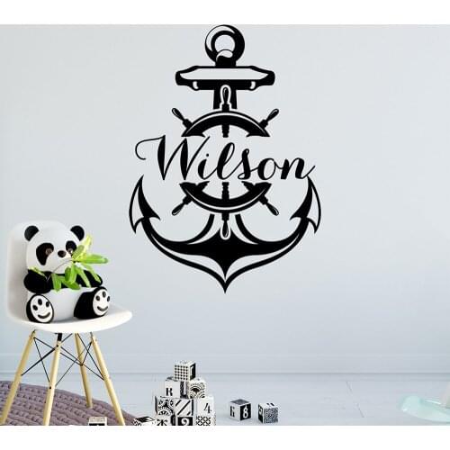 Boy custom name wall Sticker anchor with name decal Vinyl Wall Decals nautical for nursery boy room decoration Wallpaper X836