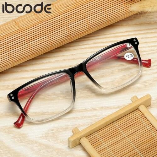 Iboode Men Women Ultralight Reading Glasses Square Magnifying Eyeglasses Gradient Presbyopic Eyewear 1.0 1.5 2.0 2.5 3.0 3.5 4.0