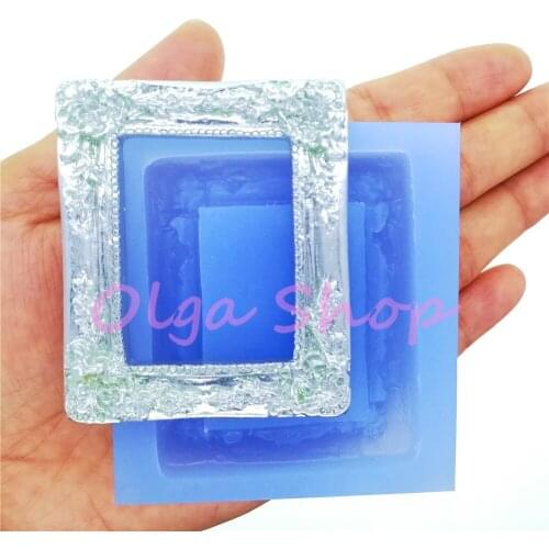 OYL142 59.1mm x 50.4mm Square Frame Silicone Mold Sugarcraft Cake Decoration Chocolate Candy Resin Art Clay Craft Outer Size
