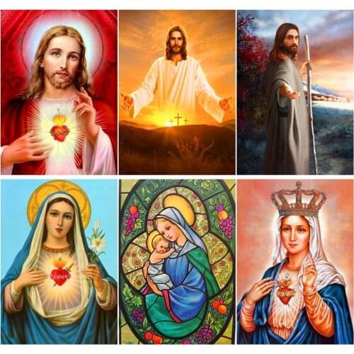 Full Diamond 5D Religious Diamond Painting Jesus/Virgin DIY Diamond Embroidery Kit Home Decor
