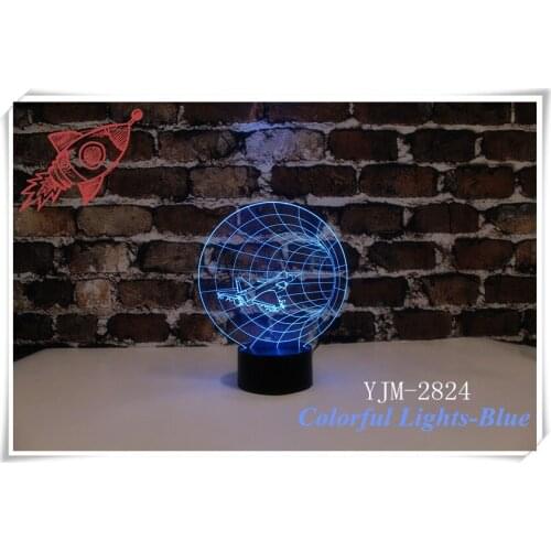 Holiday gift 3D night light with 7colors Changeable Kid Room Night light Air Plane shape
