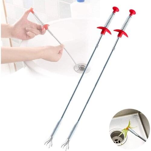 Spring Pipe Dredging Tools Sink Claw Drain Clog Water Sink Cleaning Hook Sewer Dredging Household Kitchen Clean Tool Spring Pipe