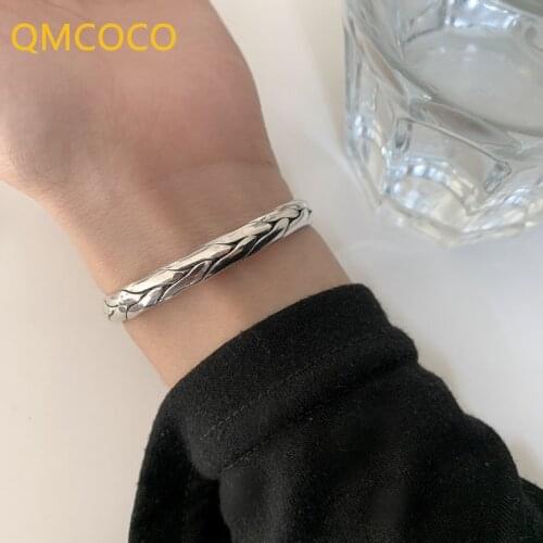 QMCOCO 925 Silver Serpentine Bracelet Vintage Weaving Handmade Party Bracelet For Woman Party Gifts Open Adjustable