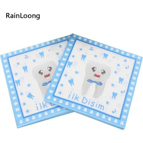[RainLoong] Paper Blue Napkin Festive & Party Supplies Tissue Printed Napkin Colorful Supply Party 33*33cm 1 pack