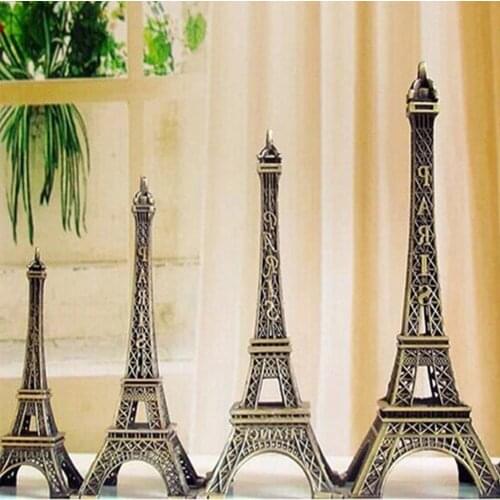 Romantic Retro Metal Crafts Vintage Bronze Tone Paris Effiel Tower Figurine Statue Home Decor Fashion 5/8/10/13cm #05