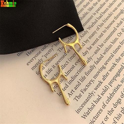 Kshmir Water Drop Metal Earrings Feminine Earrings 2021 New Tide Fun Geometrical Hyperbole Fashion Smooth Earrings Jewelry Gift
