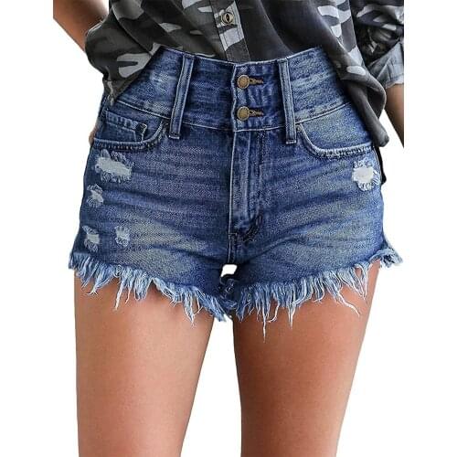 Shorts Women Harajuku Europe United States Women Tall Waist Hair Fringed Denim Shorts Jeans Feminino WYM11006