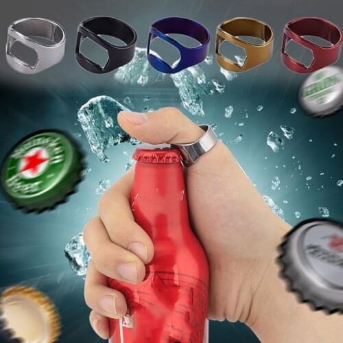 Stainless Steel Finger Corkscrew Beer Bottle Opener Tool Versatile Ring-Shape Bartender Tool Beer Bottle Opener