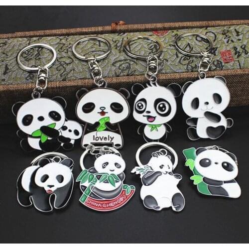 1pcs Cute Creative Panda Keychains Keyring Bag Pendant Men Women Metal Key Ring Key Chain Gifts