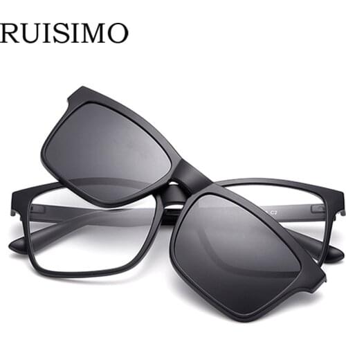 Magnet Clip on Sunglasses clip on glasses square Lens Men Women mirror clip Sun Glasses Night Vision Driving sunglasses for men