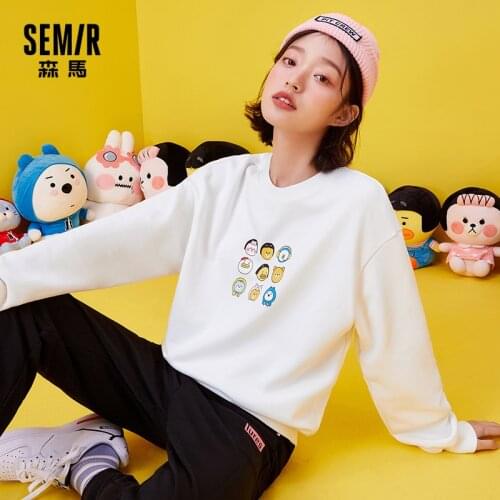 SEMIR Sweatshirt Women Cute Print College Sweet Cool Girl Loose O Neck 2021 New Trend Fashion Street Hoodies Female