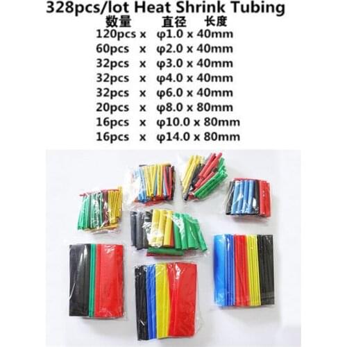 127/328PCS Heat Shrinkable Tube Insulation Sleeve Shrink Tube DIY Electrician Wiring Thermal Color Combination Set Household