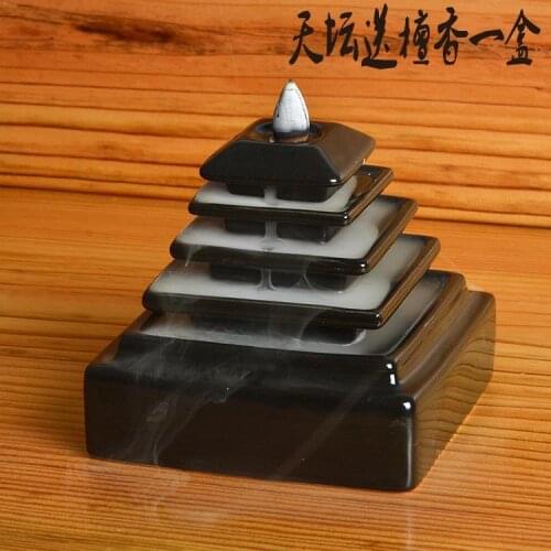 Tiantan backflow censer black glazed ceramics mountain view smoke cloud censer incense burner Incense Tower cones