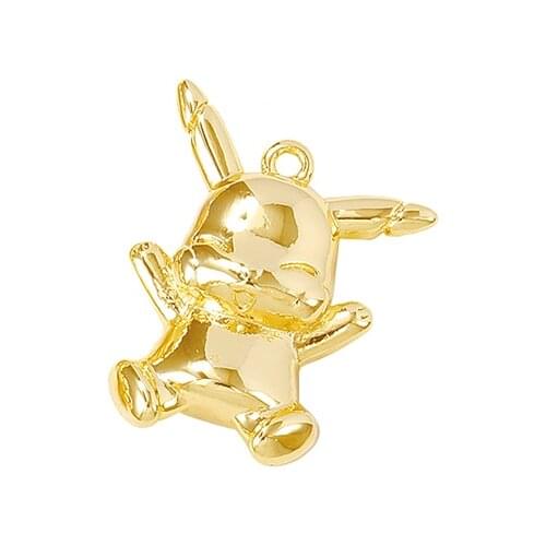 Factory wholesale Gold Color Brass PIKACHU Charms Pendants Necklace Bracelet Earring Diy Jewelry Making Supplies Accessories