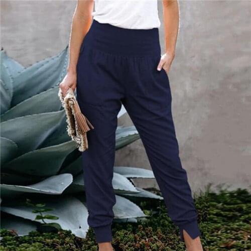 Women Trousers Solid Color High Waisted Pants Autumn Winter High Waist Trousers Lady Comfortable Breathable All-match Pants