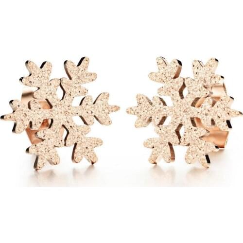 Fashion Jewelry Accessories Top Quality Stainless Steel Snowflake Stud Earrings For Women Girls Femme Bijoux