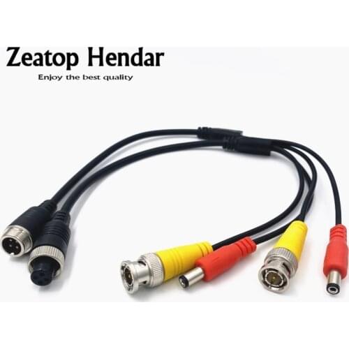 1Pcs M12 4Pin Aviation Male / Female Plug to BNC + DC Male Extension Cable Adapter for CCTV Camera Security DVR Microphone 35CM