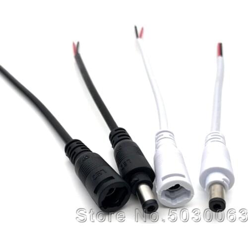 10pcs/lot Black white DC connection line copper core male/female head plug line power monitoring adapter LED light line