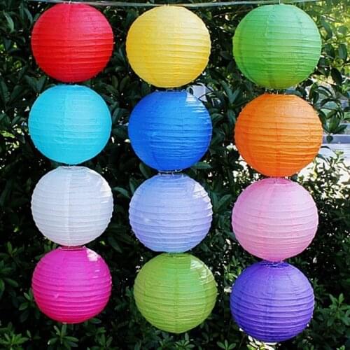 100pcs 8''(20cm) Mix Color Round Paper Lantern Chinese Lantern Lamps Festival Wedding Decoration Party Lanterns