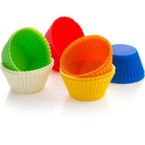 12pcs/Set Silicone Cake Mold Round Shaped Muffin Cupcake Baking Molds Kitchen Cooking Bakeware Maker DIY Cake Decorating Tools