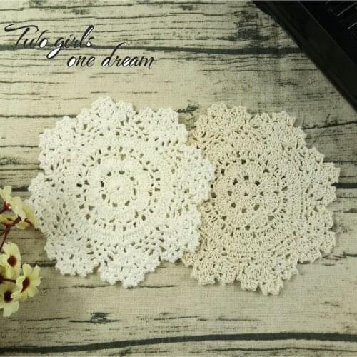 20pcs/lot Placemat Cup Tea Coaster Pot Mug Holder Kitchen Accessory Handmade Felt Table Cloth Lace Crochet Doily Pad 16-18cm