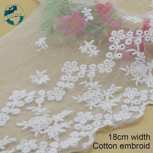 3yard 18cm wide cotton embroid lace sewing ribbon guipure trims doll lace warp knitting DIY Garment Accessories wedding lace3880