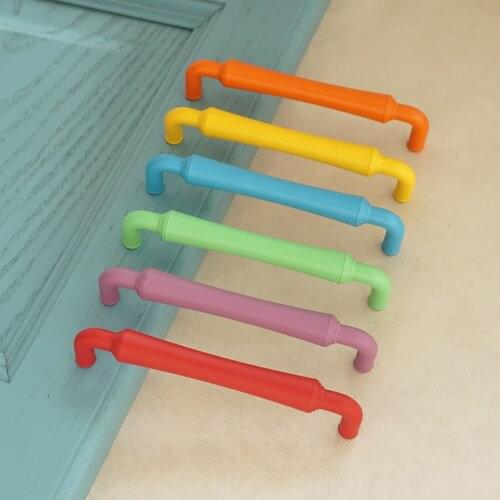 5" Colorful Cabinet Pull Handles Zinc Alloy Door Handle Drawer Pulls Red Yellow Blue Green Orange Purple Furniture Handle128mm
