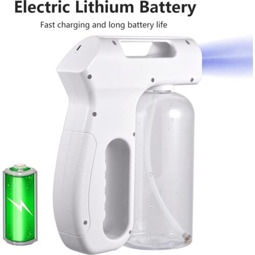 800ml Handheld Blue Light Nano Atomizer Rechargeable Sterilizing Sprayer Portable Cordless Electric Spray Machine Adjustable Fog