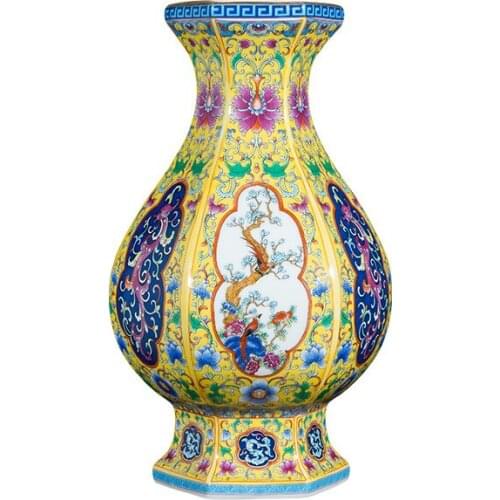 Antique Palace Enamel Vase Chinese Porcelain Flower Vase For New House Decor